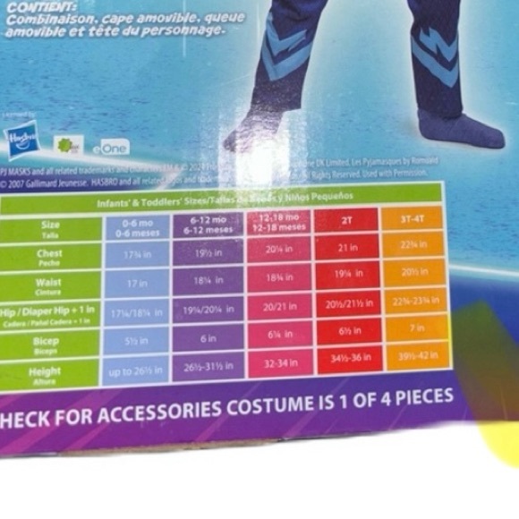 PJ Masks Catboy 4 piece Halloween Costume Jumpsuit Cape Mask Tail Toddlers 3T-4T - Picture 9 of 9